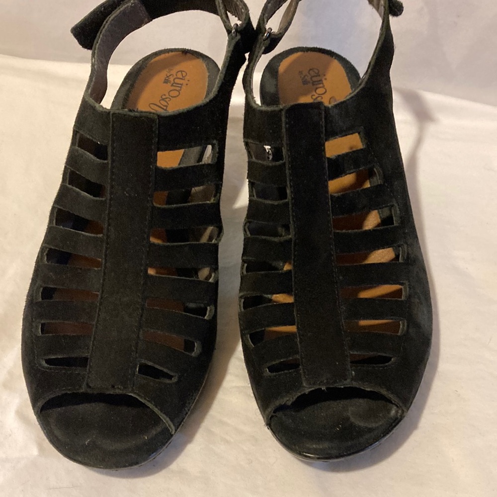 Black suede cage sandals